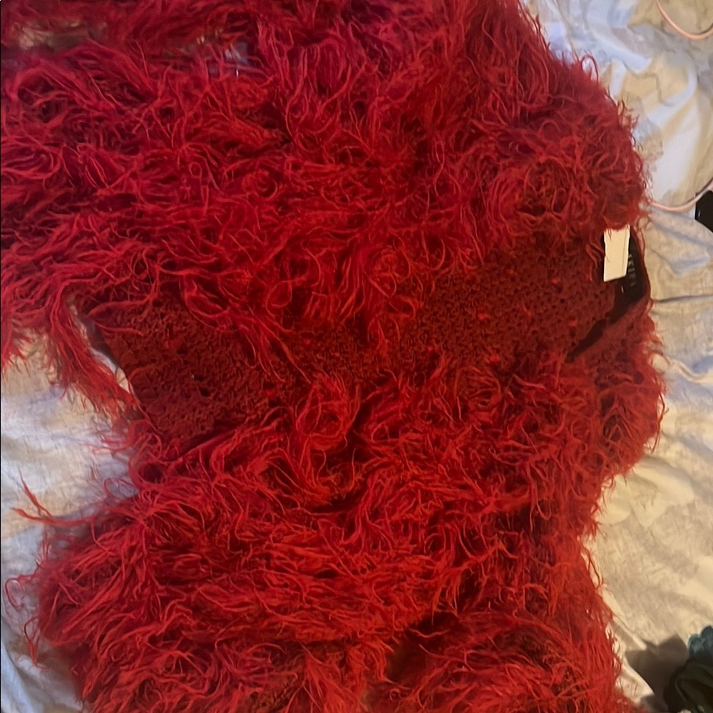 Luxurious Red Fuzzy Sweater